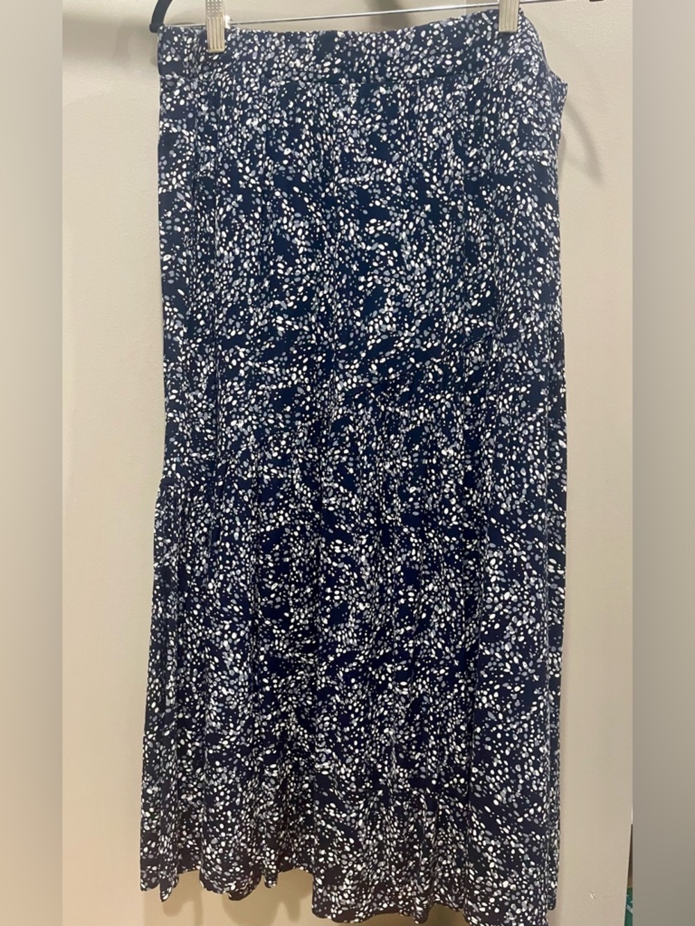 Garnet Hill Tiered Long  Maxi Pull-On Skirt Lenzing Ecovero Viscose Voile Large